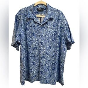 POLO Ralph Lauren Mens Caldwell Linen Blend Floral Hawaiian Button Up Vintage XL